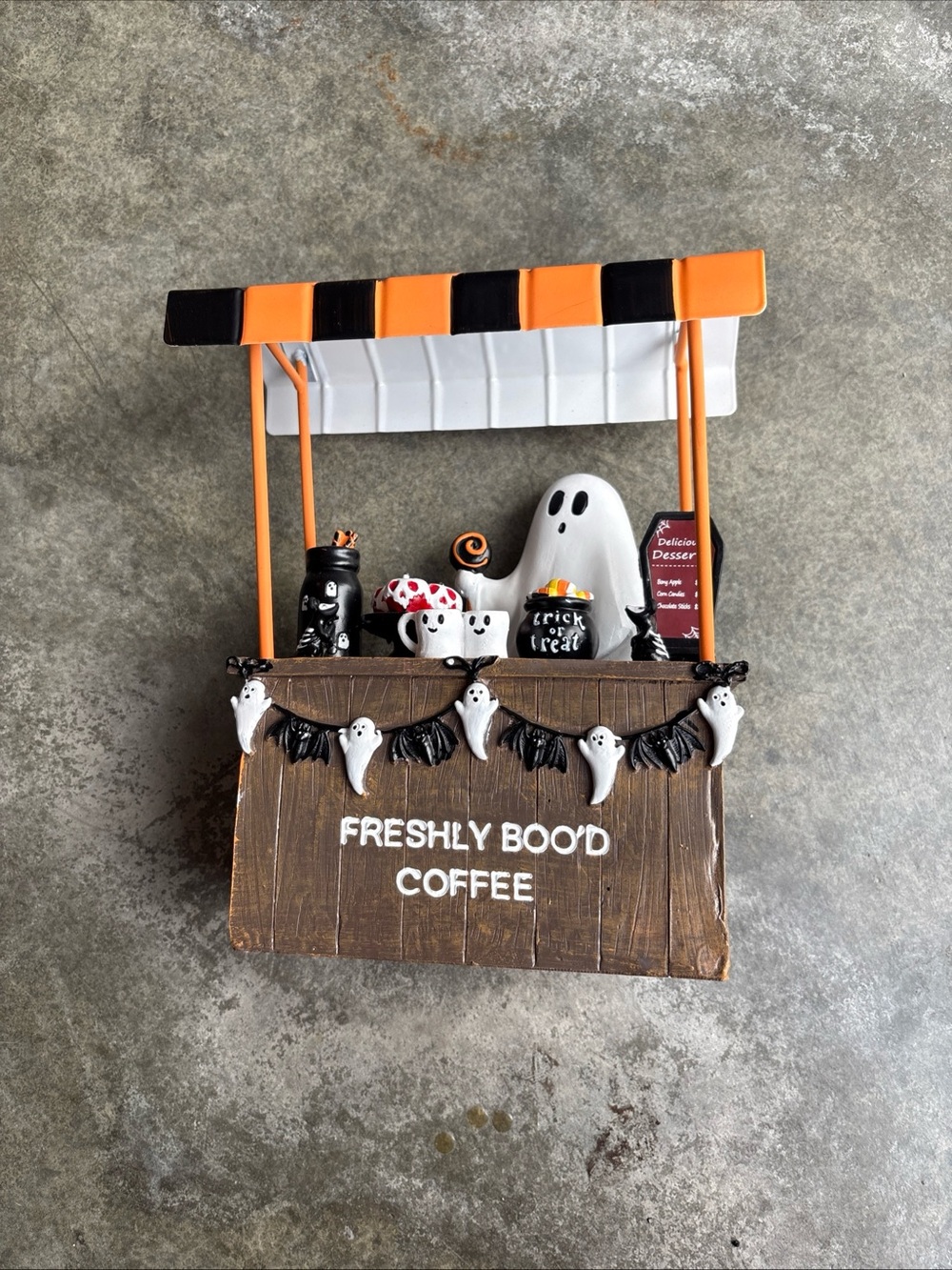 Halloween Ghost Coffee Stand Décor - Orange, Black, White